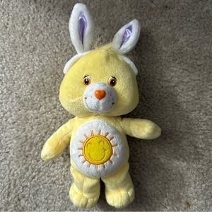 Vintage 2003 Care Bears Funshine Bear Easter Bunny 8" Plush Yellow Sunshine